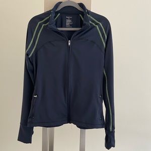 L Gap Body Activewear Zip-up Jacket w/ thumb holes & decorative stitching